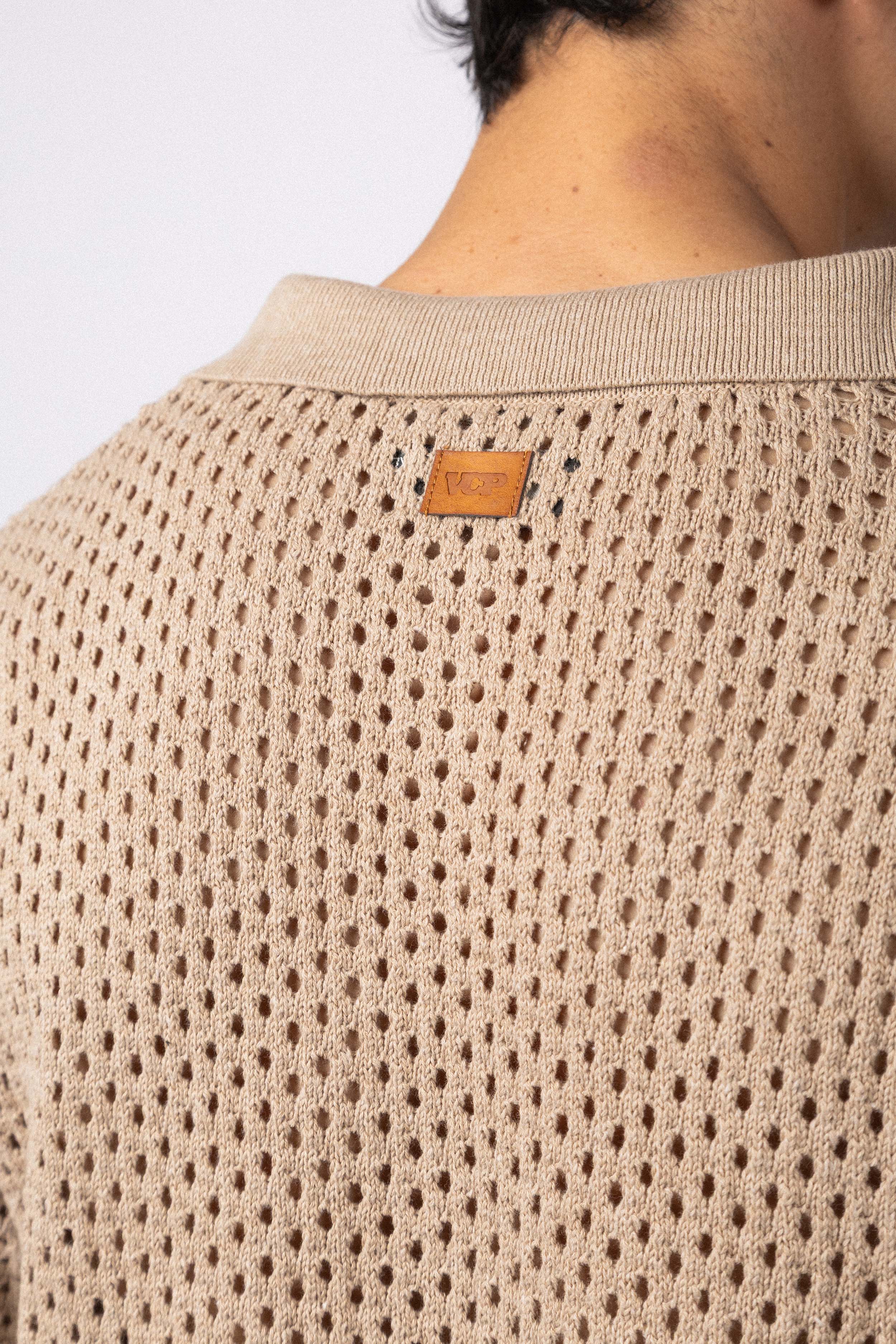 Camisa Manga Corta Tejida Lumen Beige - Image 6
