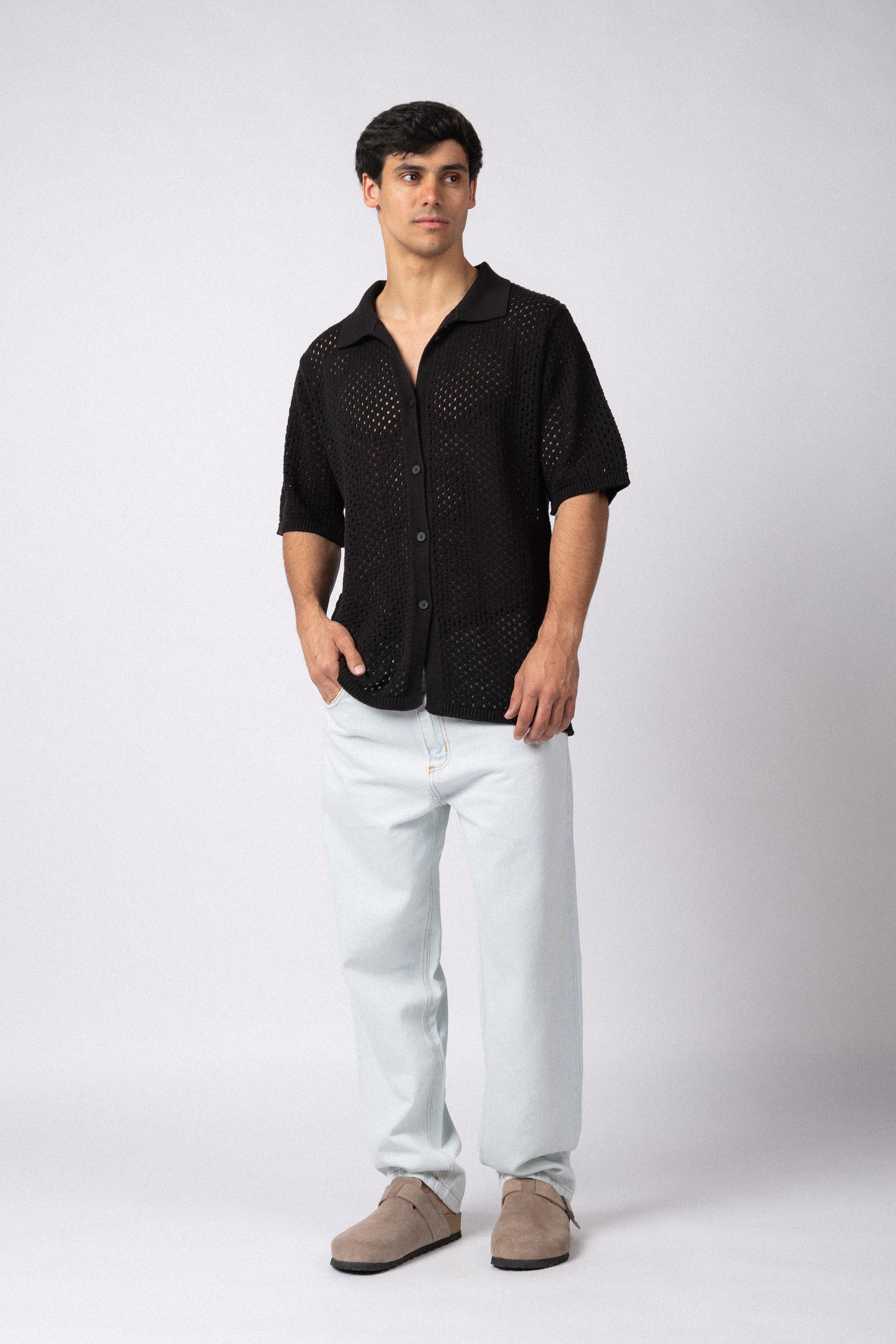 Camisa Manga Corta Tejida Lumen Negra - Image 4