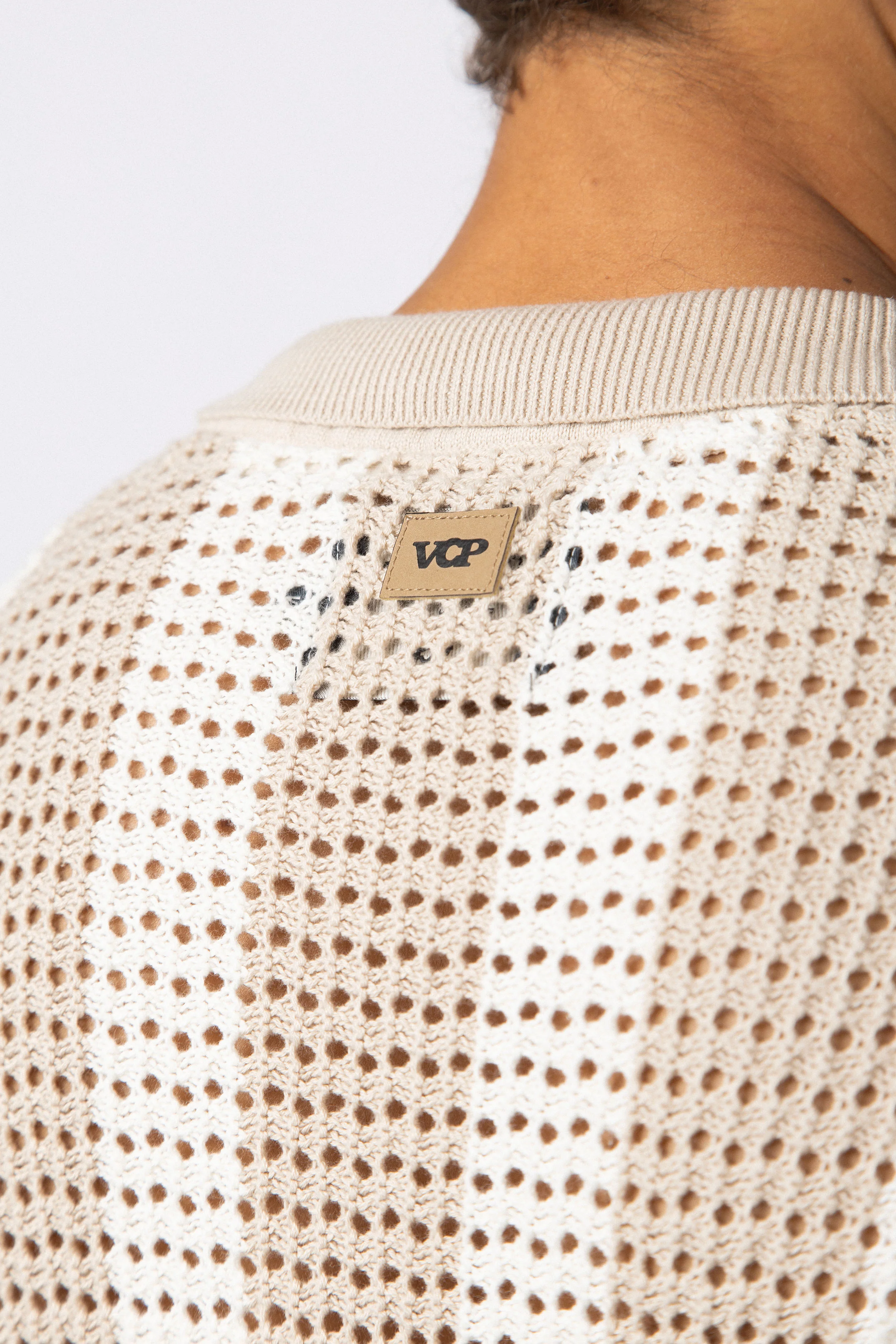 Camisa Manga Corta Tejida Marble Beige - Image 7