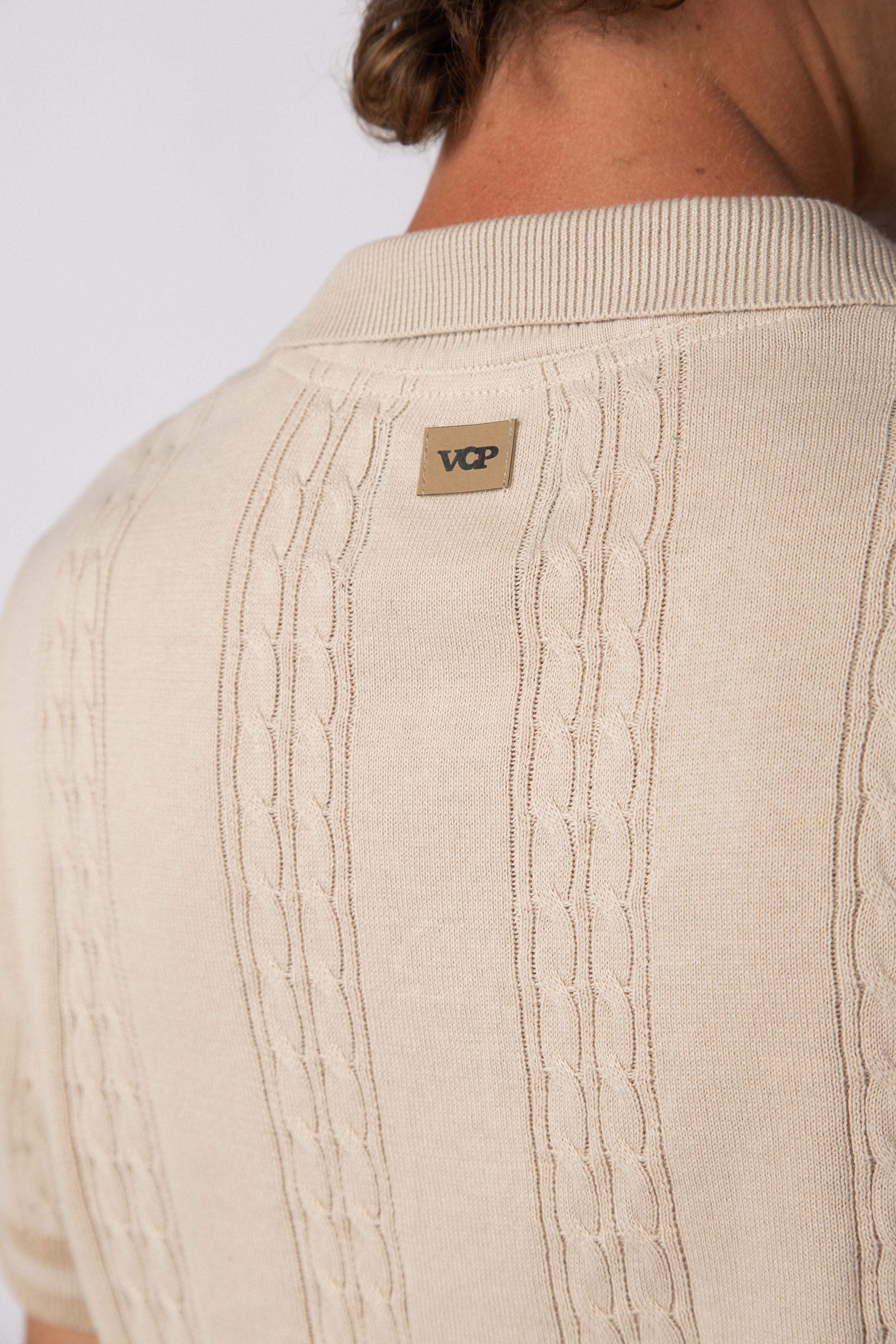 Camisa Manga Corta Tejida Mist Beige - Image 6