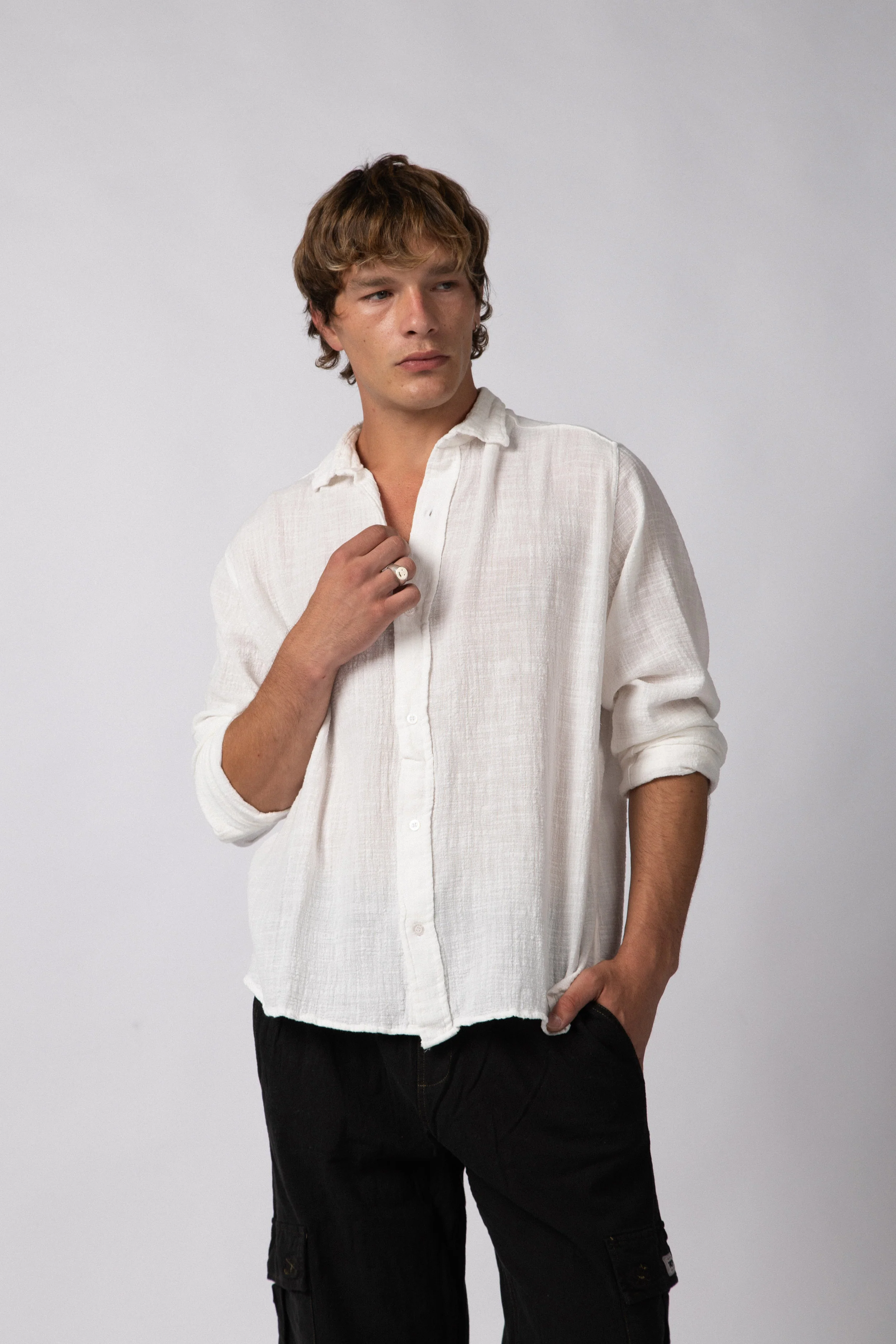 Camisa Manga Larga Lino Zen Blanca - Image 3