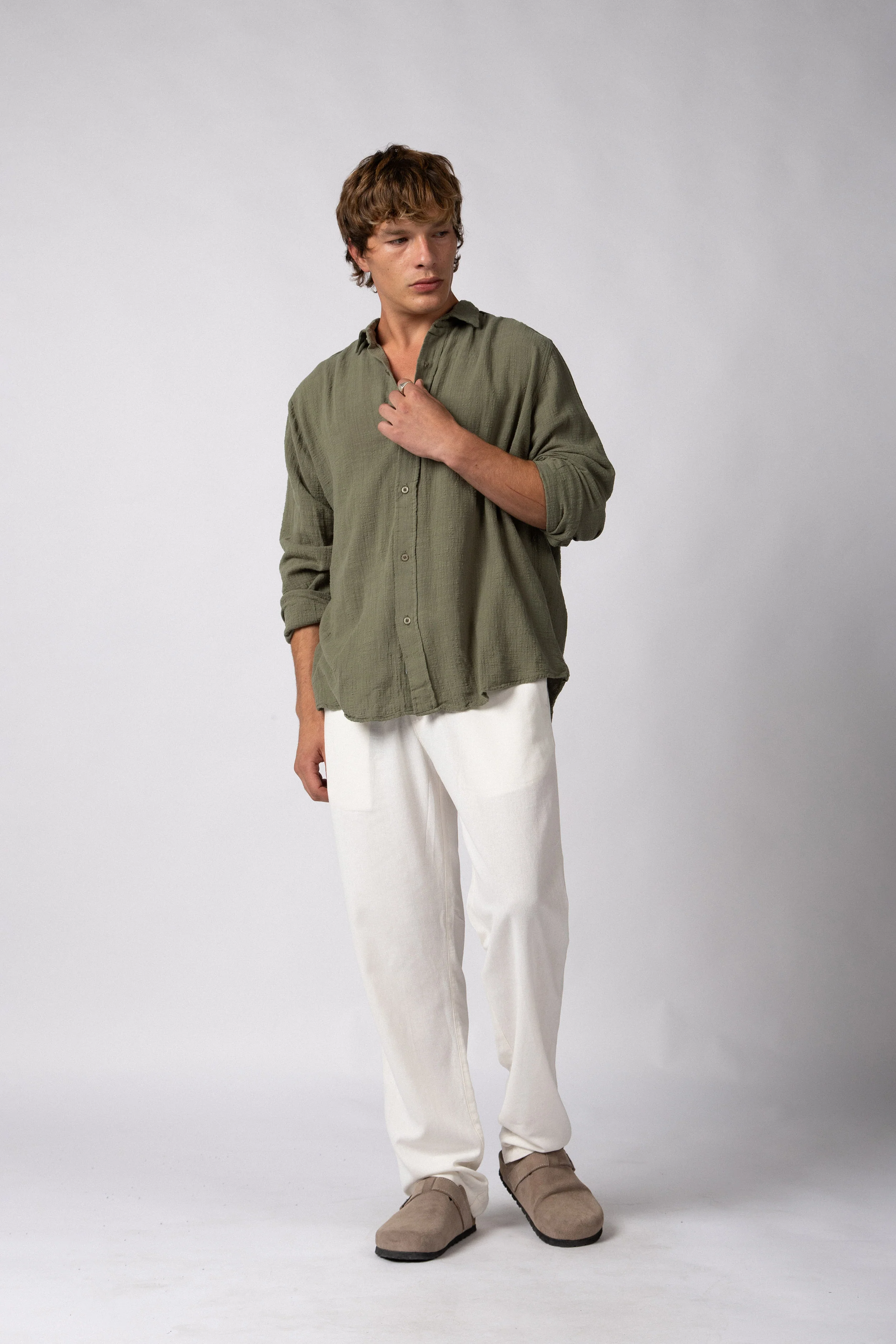 Camisa Manga Larga Lino Zen Militar