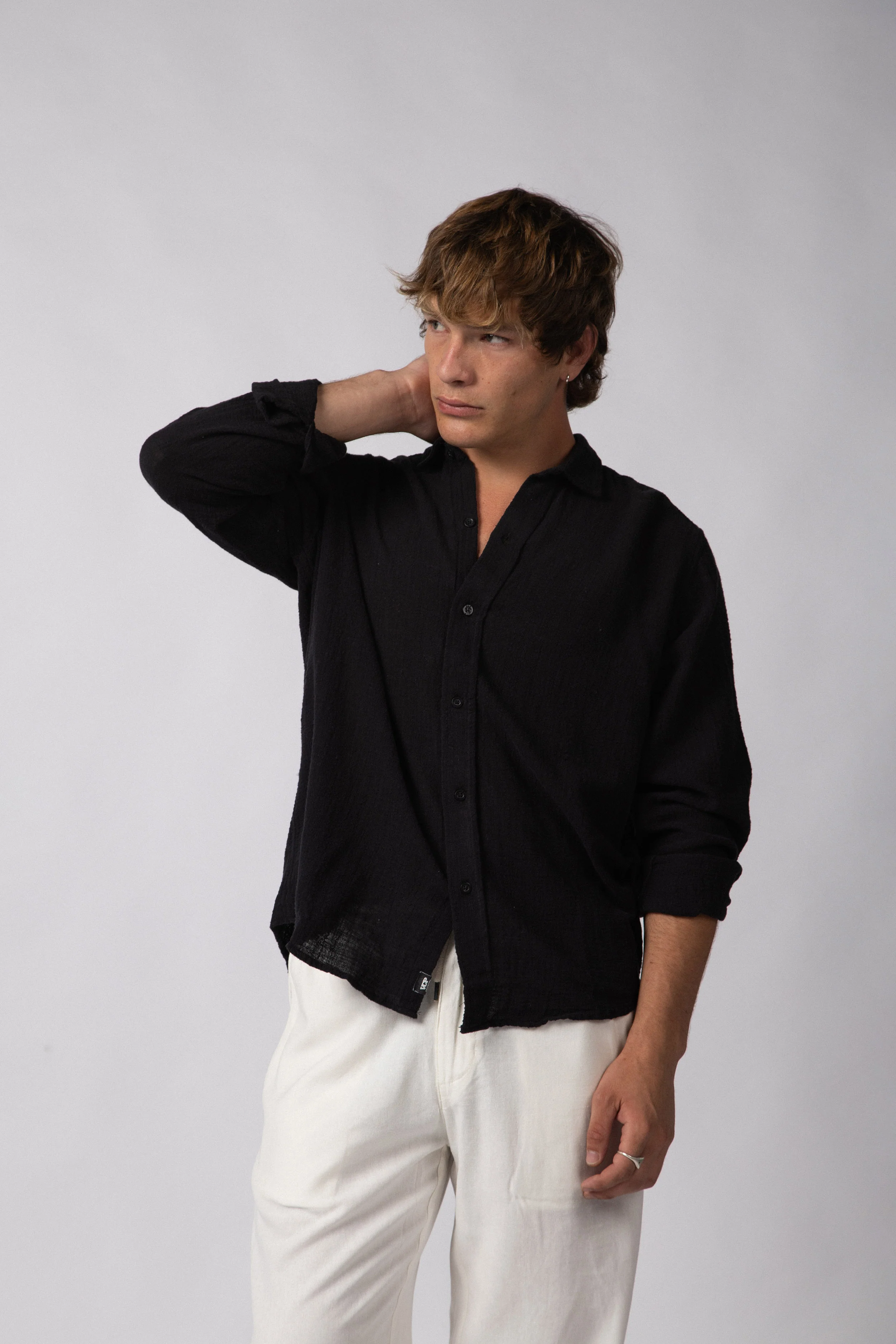 Camisa Manga Larga Lino Zen Negra - Image 7